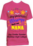 My Greatest Blessings Call Me Grandma Nana Personalized Relaxed Tee with Grandkids names Up to 18 Kids