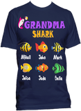 Nana Grandma Shark Personalized Relaxed Tee with Grandkids names Up to 18 Kids